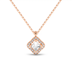 Solitaire Halo Pendant - Floral
