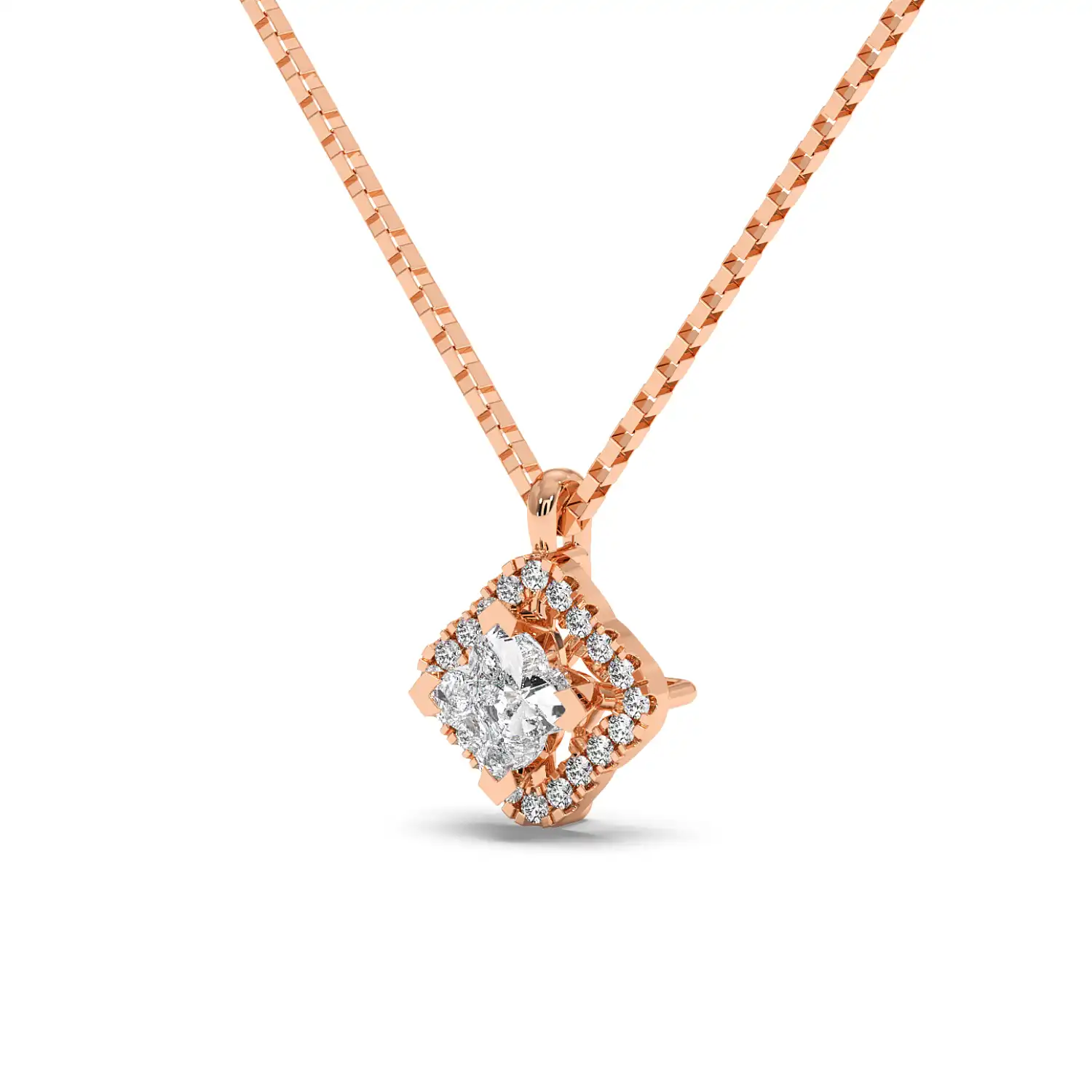 Solitaire Halo Pendant - Floral