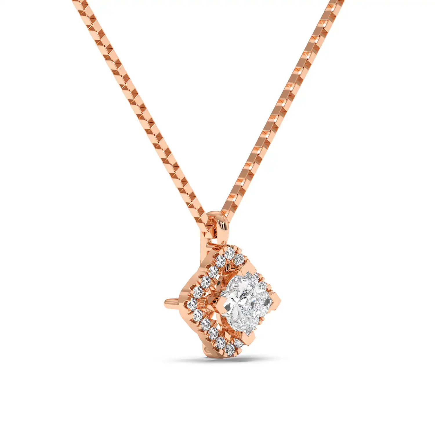 Solitaire Halo Pendant - Floral
