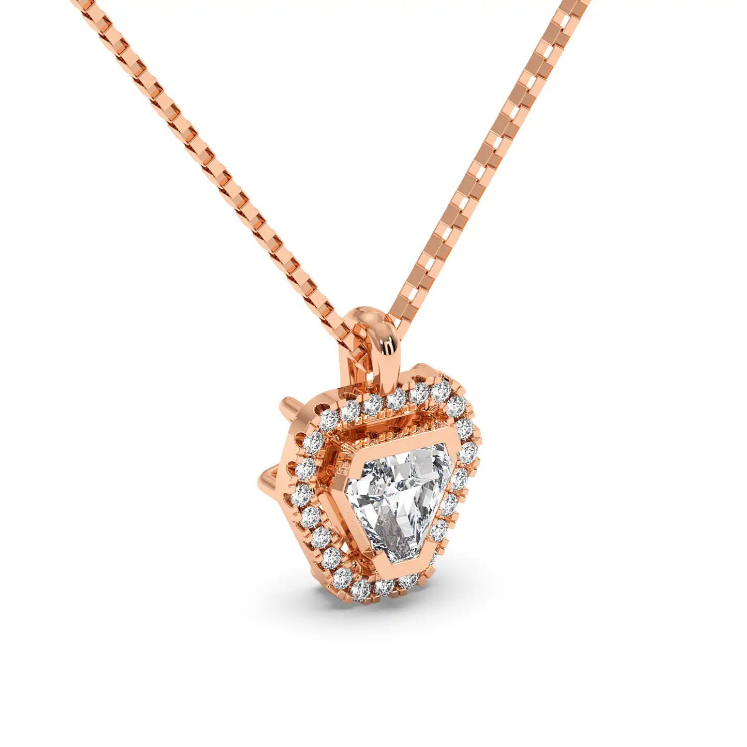 Solitaire Halo Pendant - Coffin