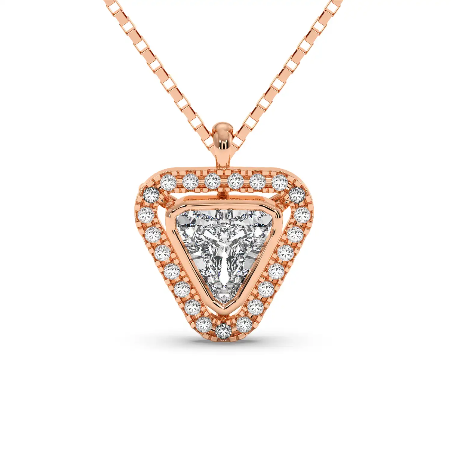 Solitaire Halo Pendant - Trillion