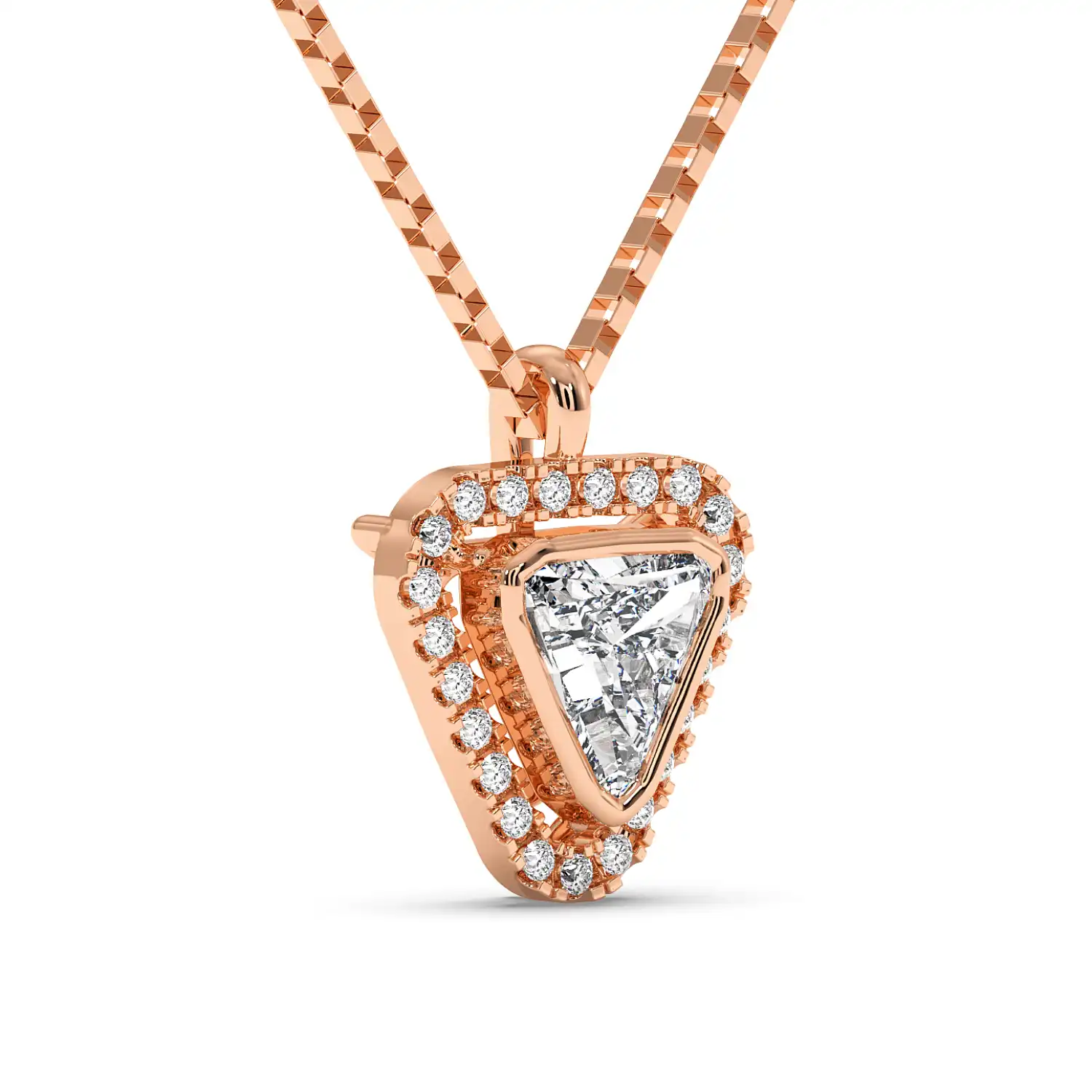Solitaire Halo Pendant - Trillion