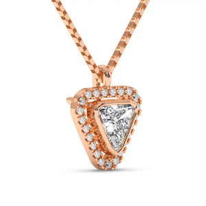 Solitaire Halo Pendant - Trillion