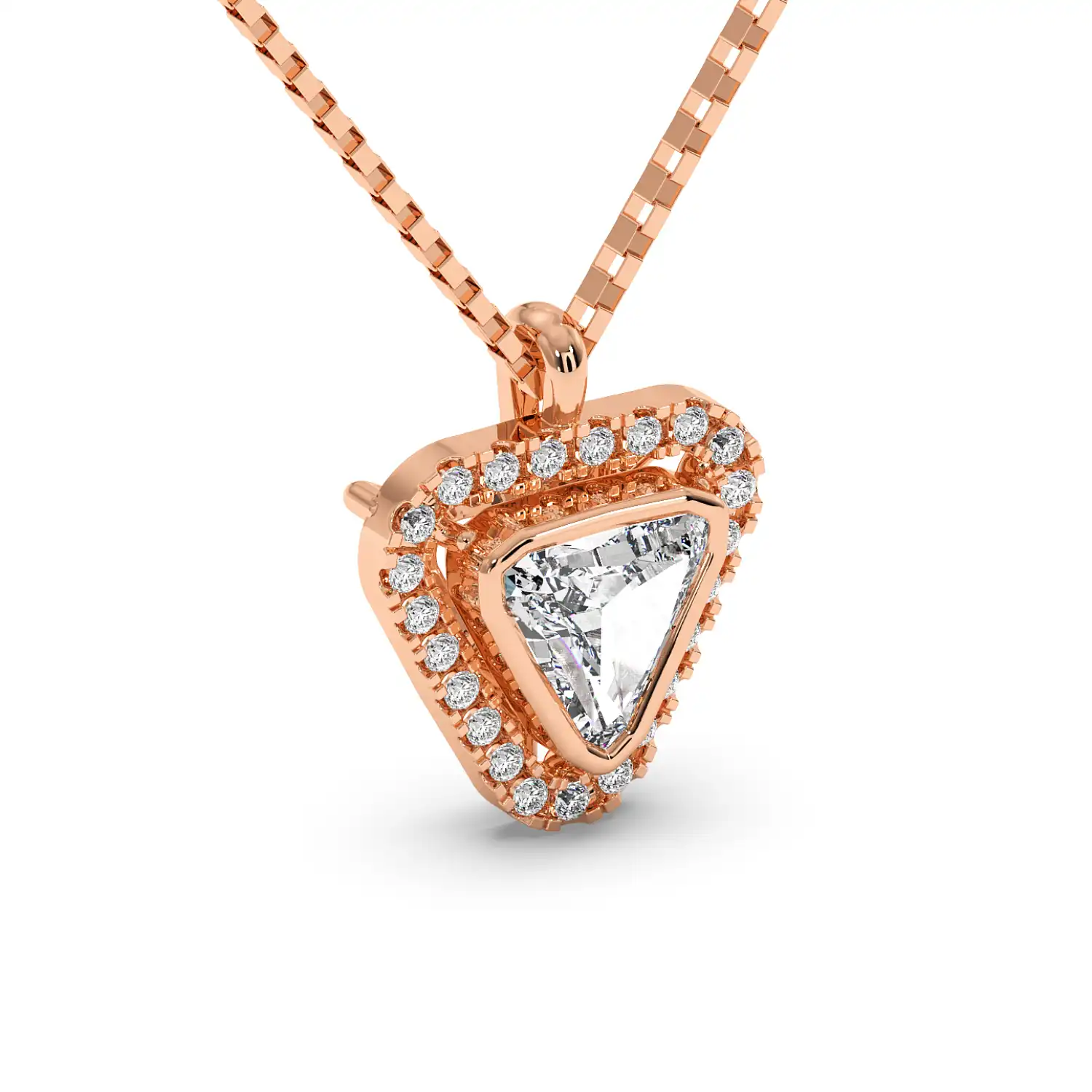 Solitaire Halo Pendant - Trillion