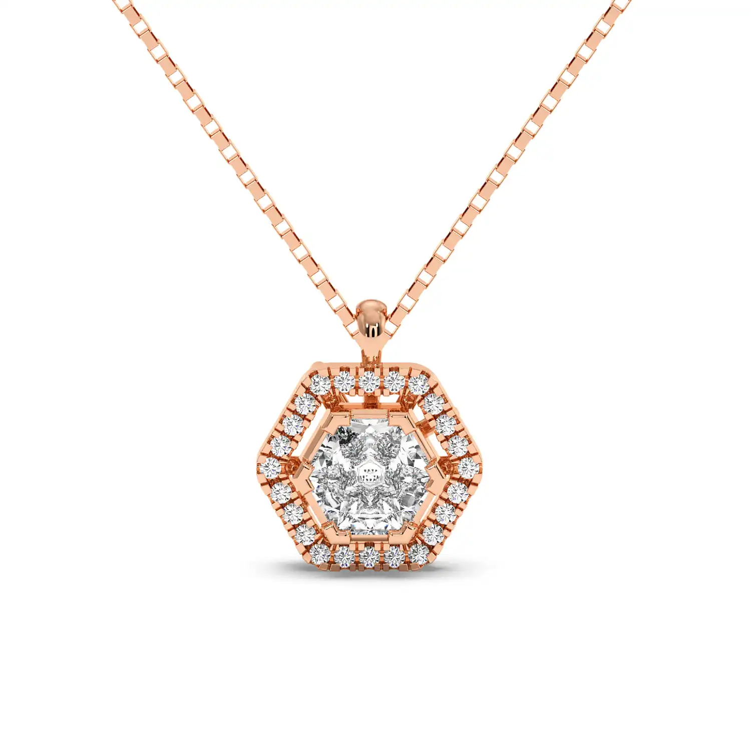 Solitaire Halo Pendant - Hexagon