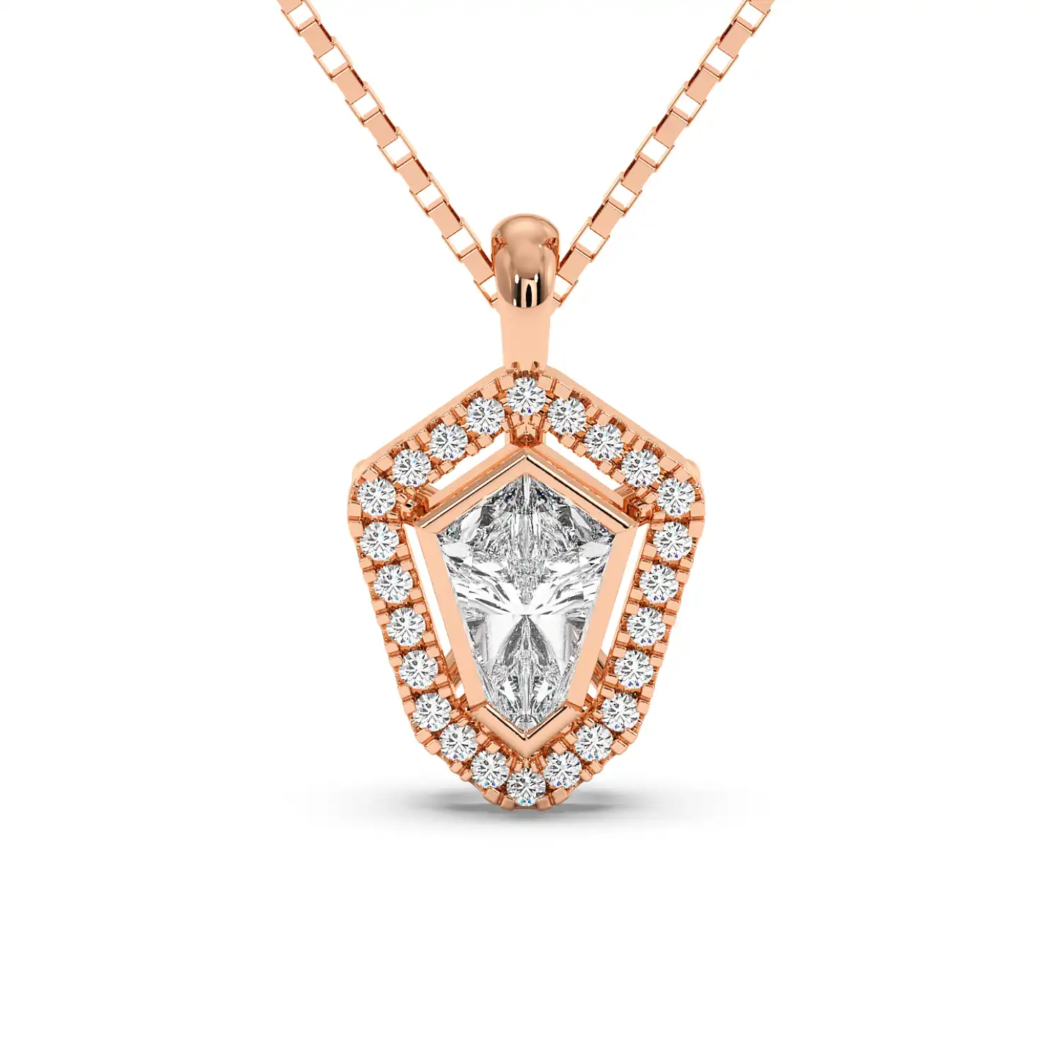 Solitaire Halo Pendant - Shield