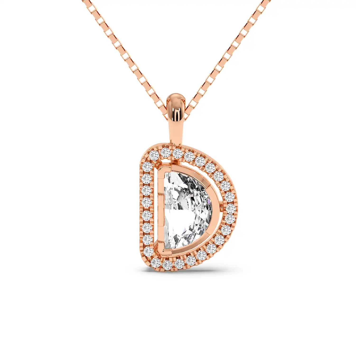 Solitaire Halo Pendant - Halfmoon