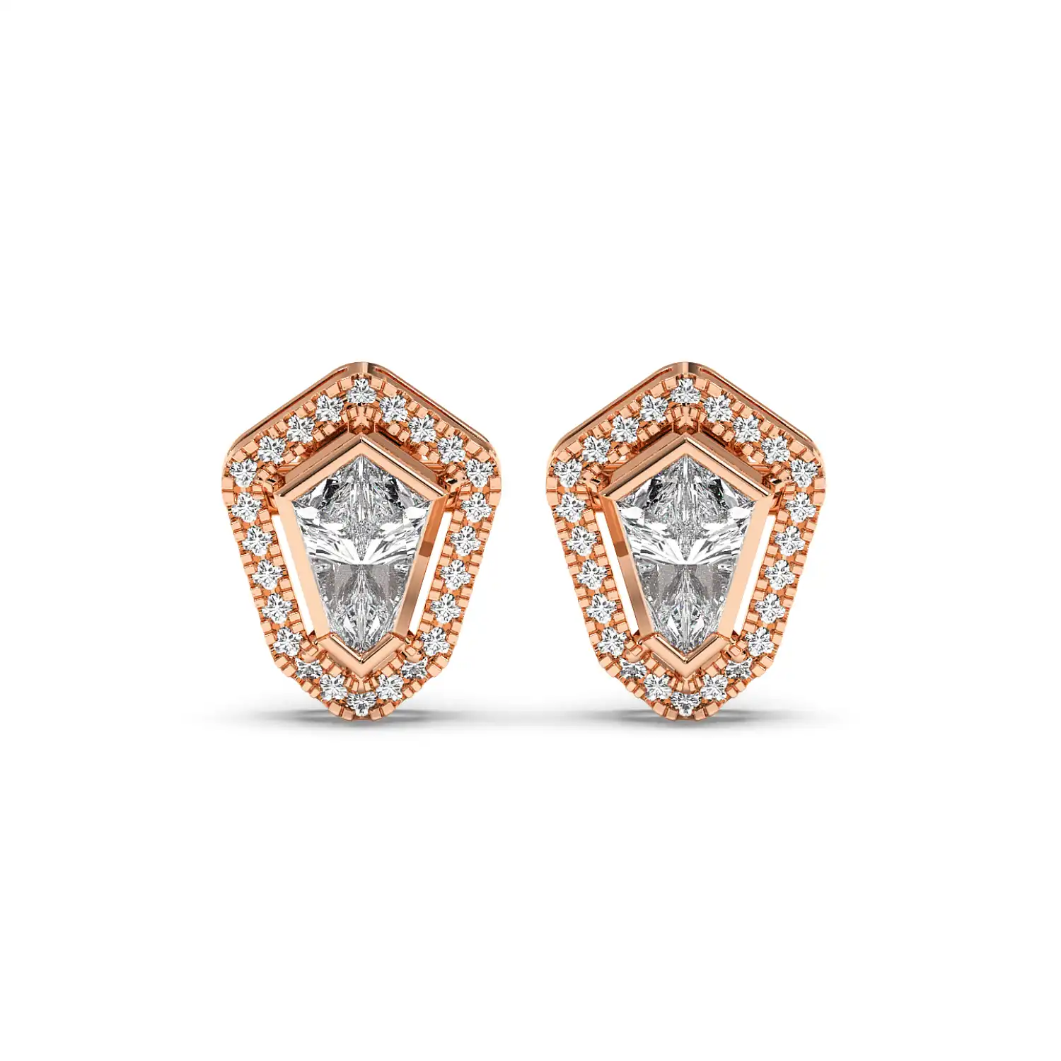Solitaire Halo Earring - Shield