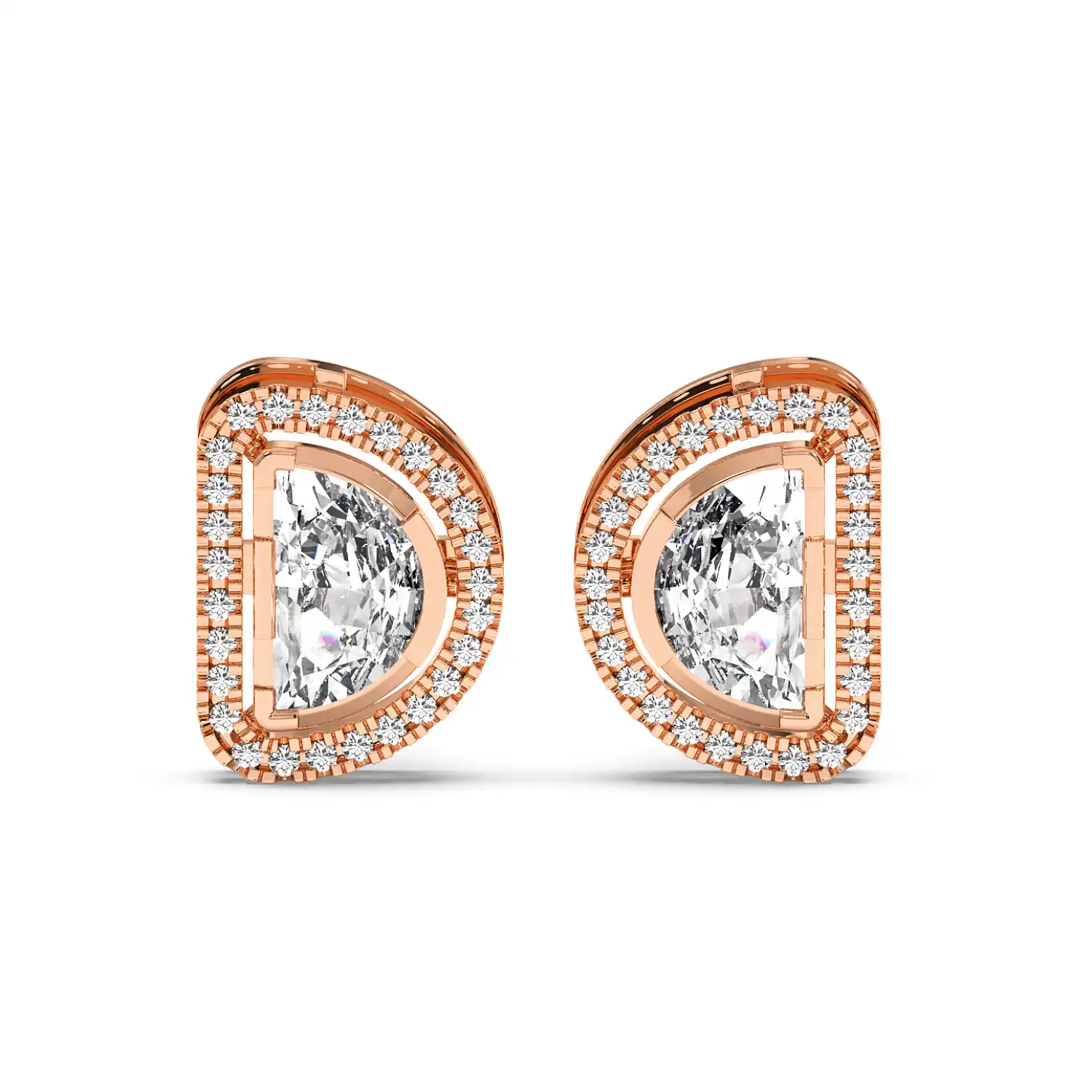 Solitaire Halo Earring - Halfmoon