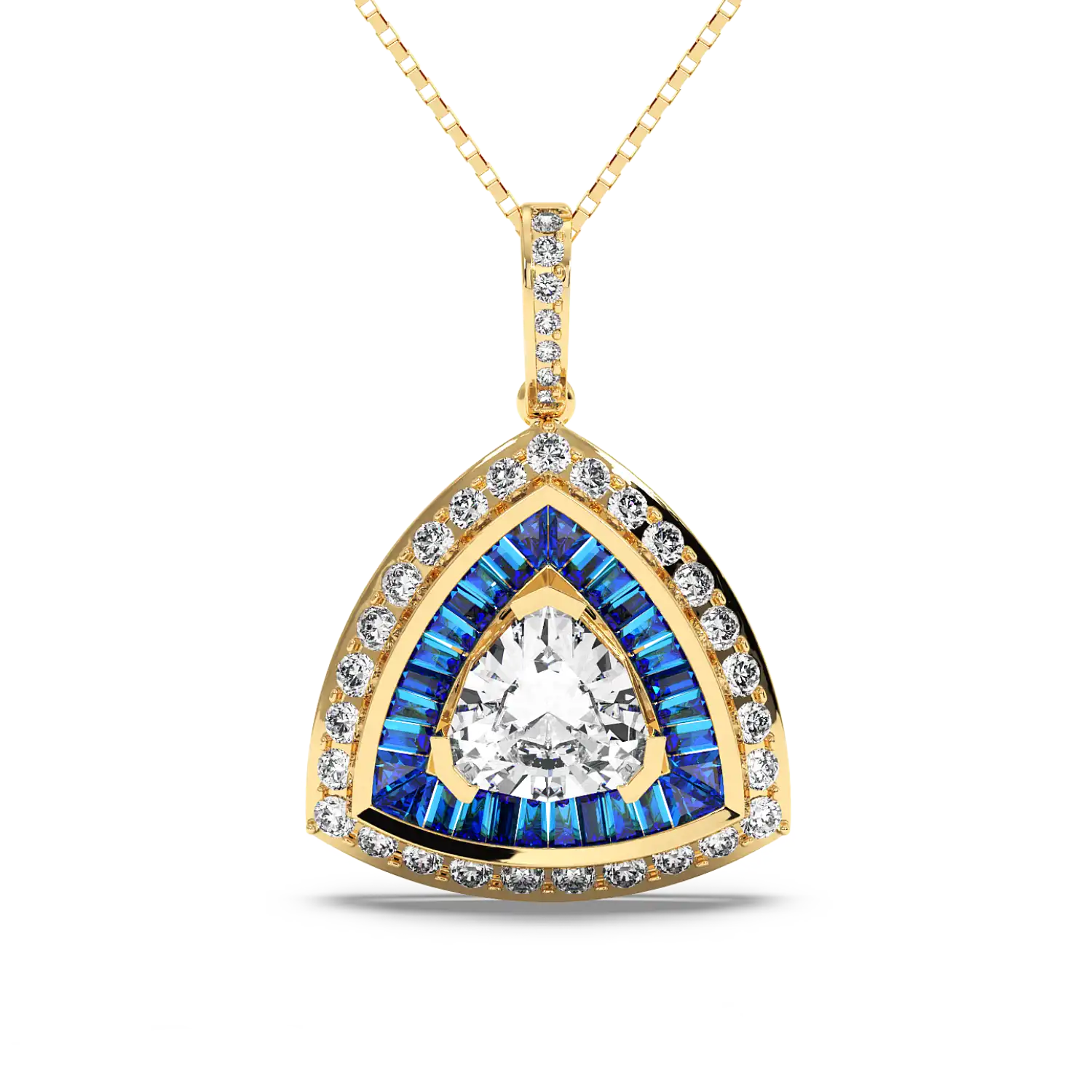 Azure Trillion Halo Pendant