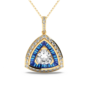Azure Trillion Halo Pendant