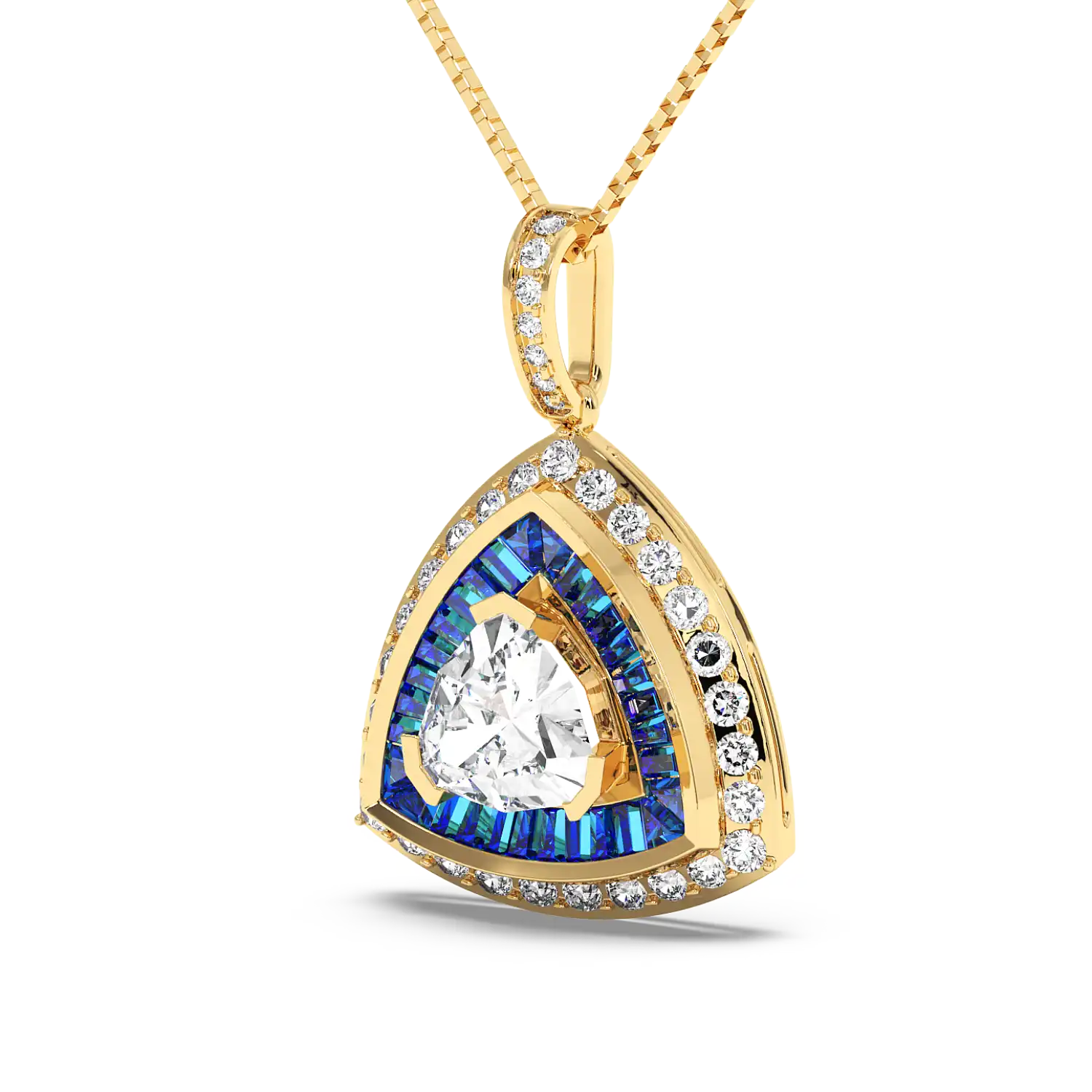 Azure Trillion Halo Pendant
