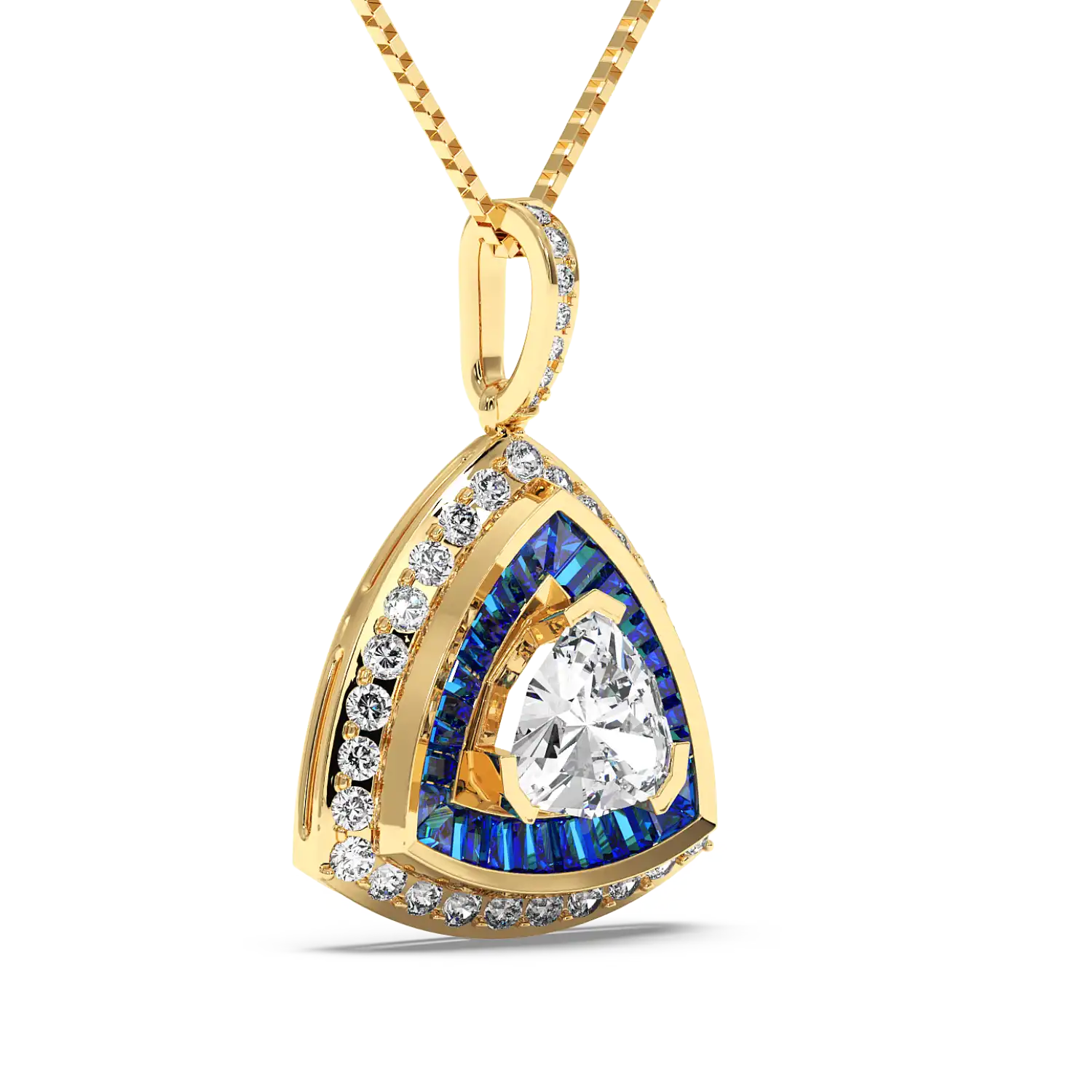 Azure Trillion Halo Pendant