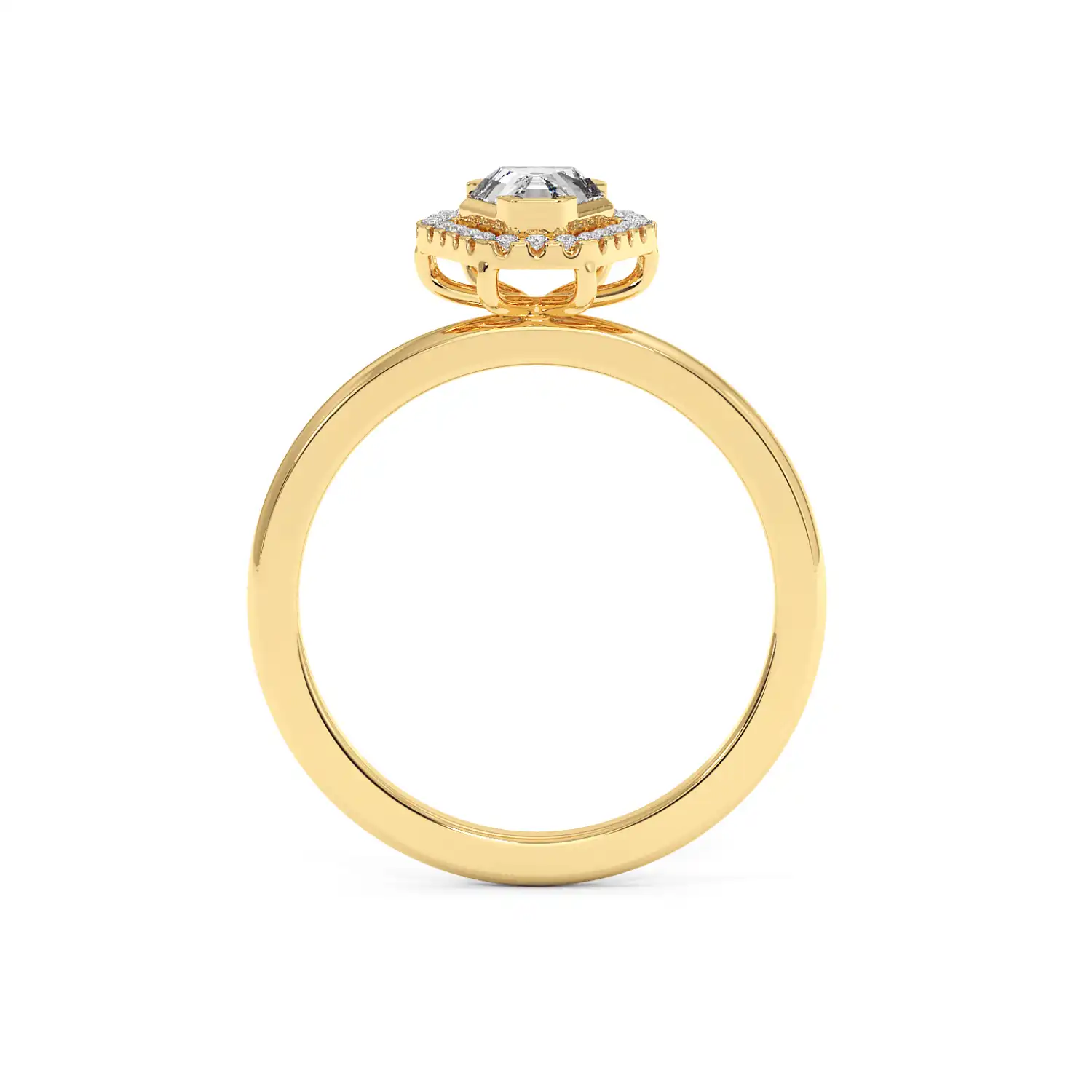 Solitaire Halo Ring - Coffin