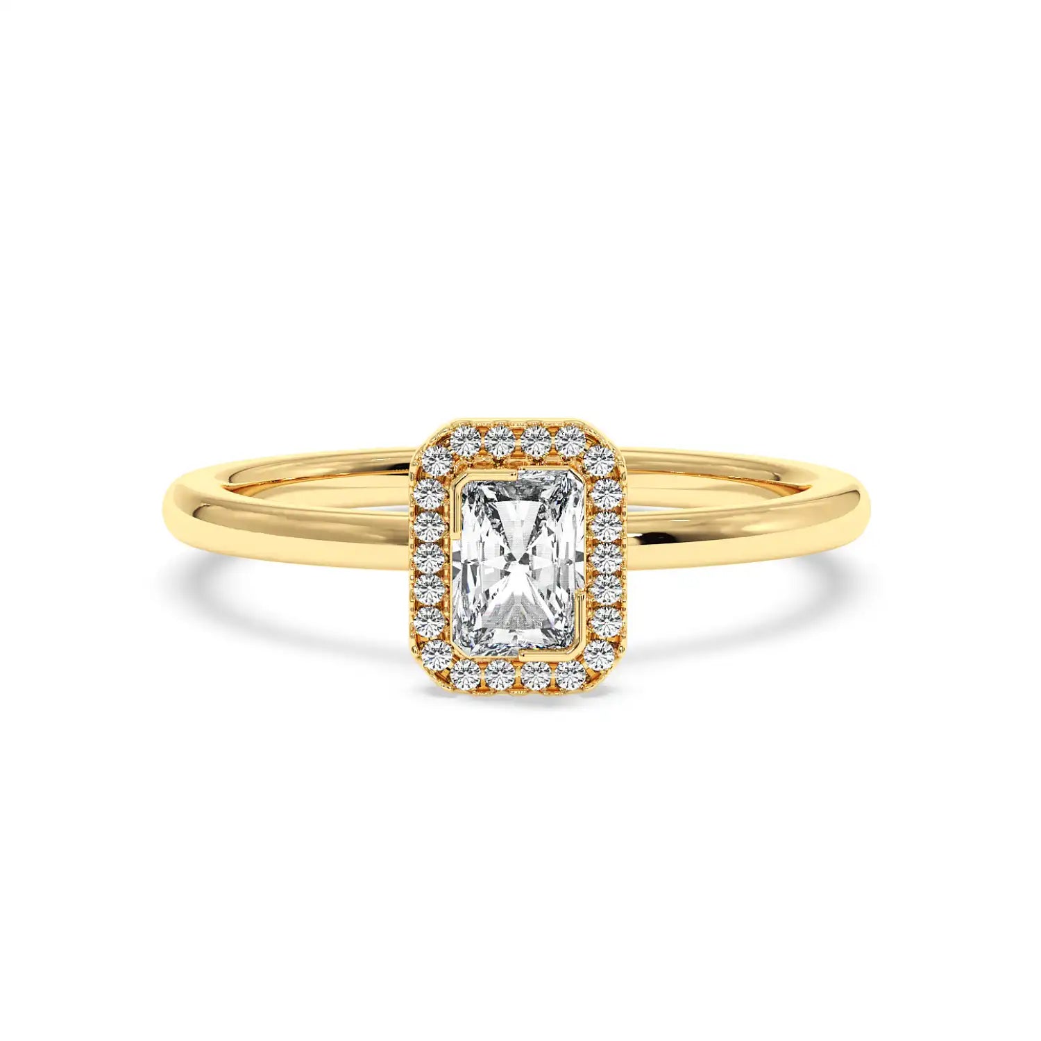 Solitaire Halo Ring - Radiant