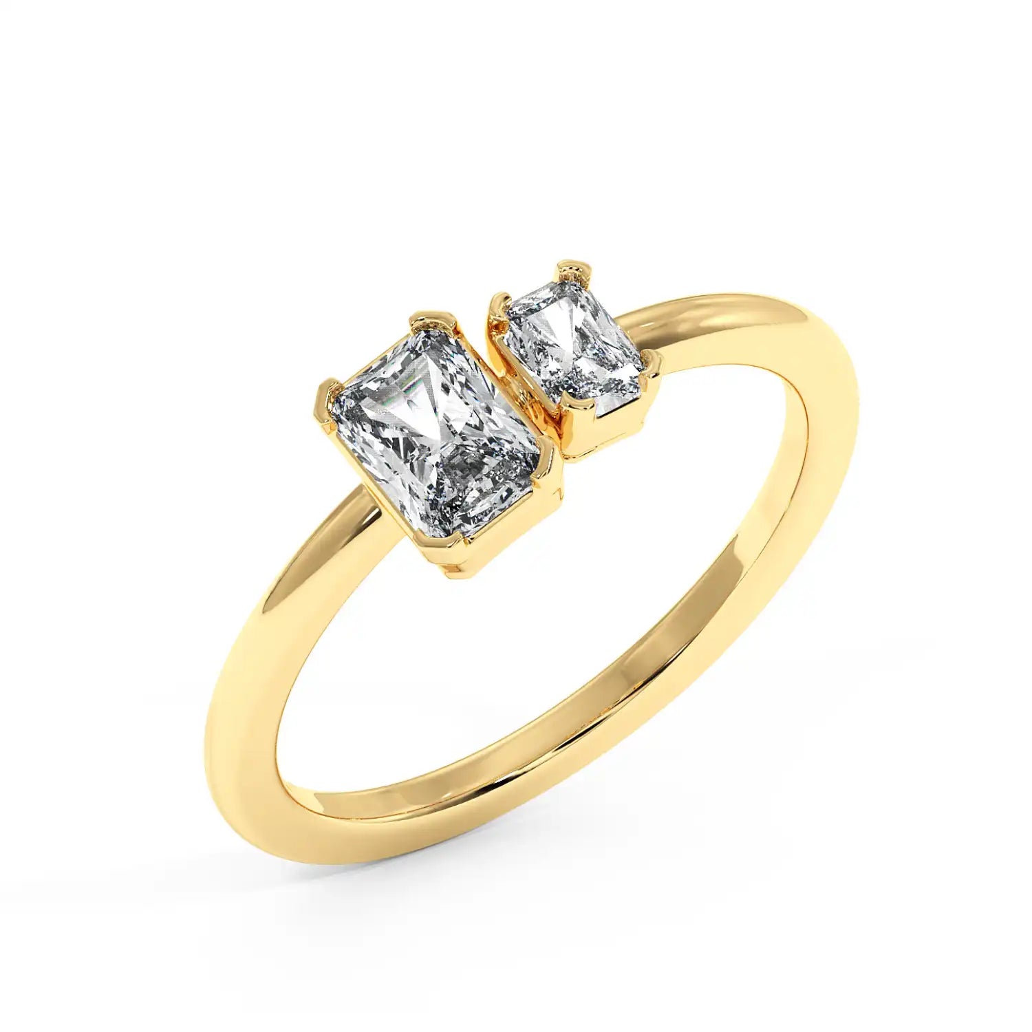 Two Stone Ring - Radiant