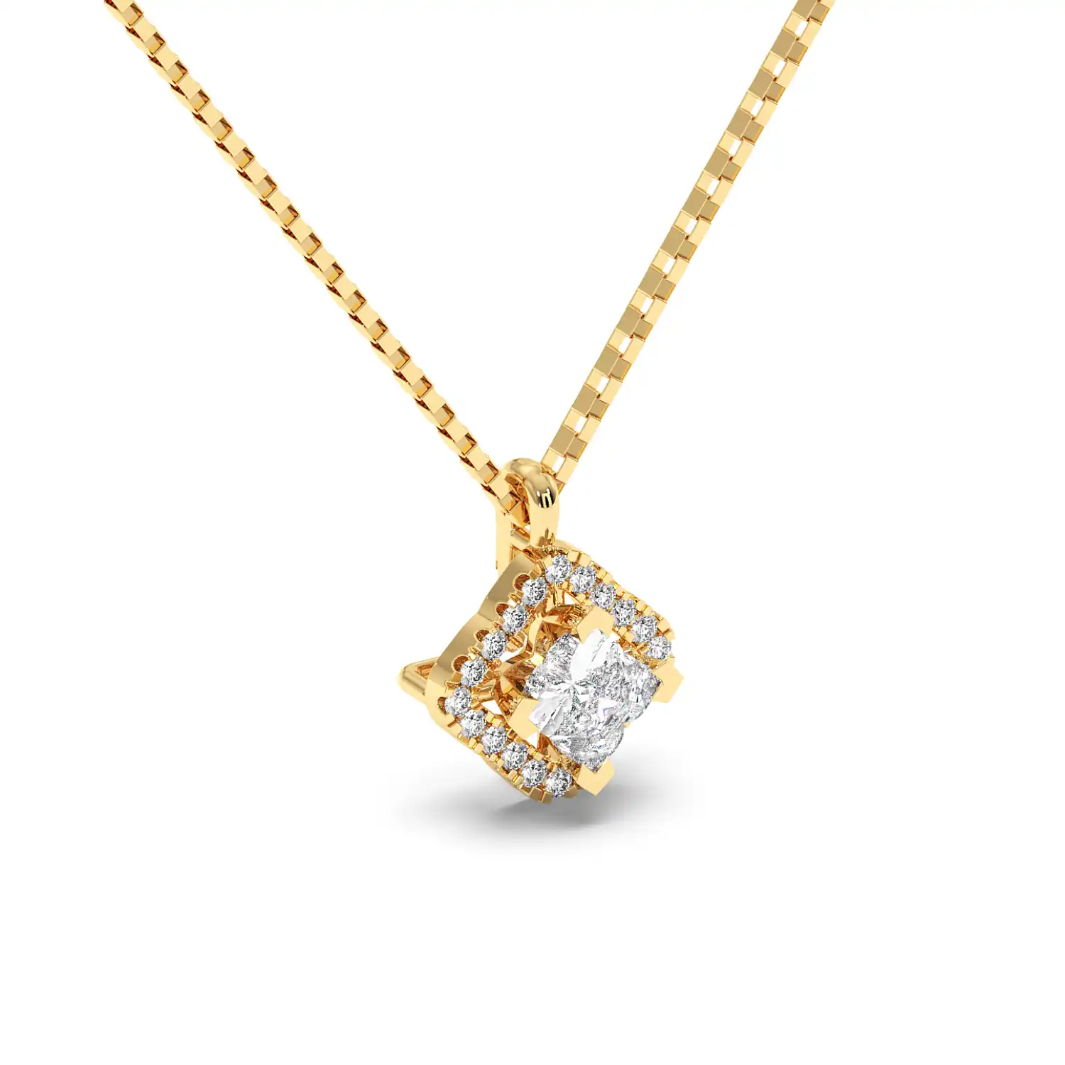 Solitaire Halo Pendant - Floral