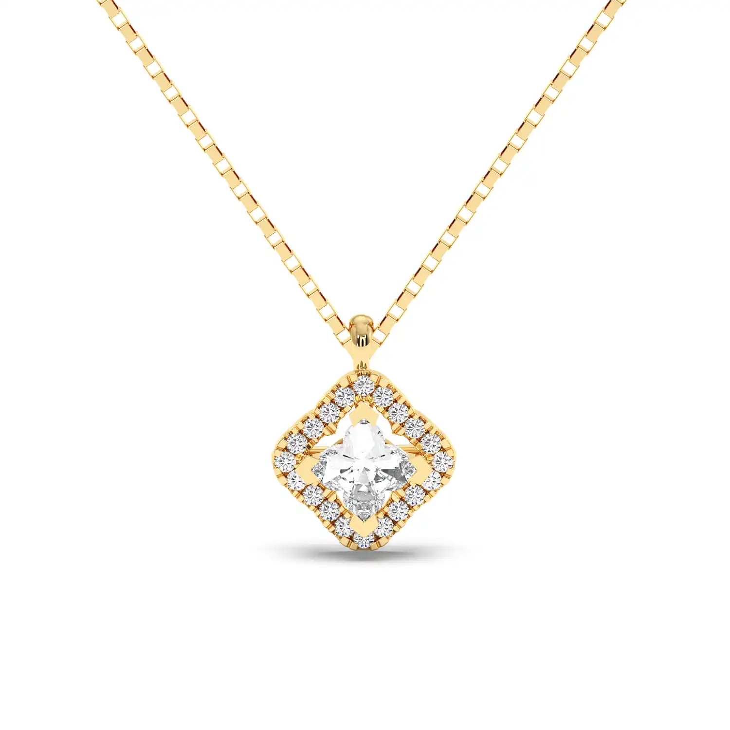 Solitaire Halo Pendant - Floral