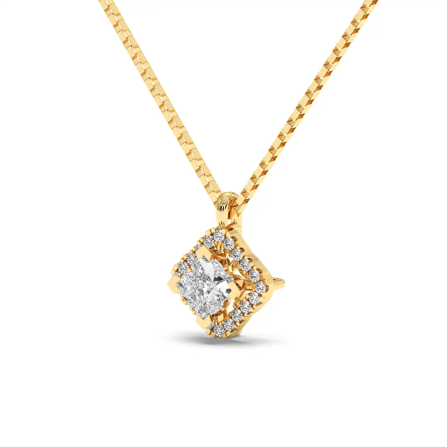 Solitaire Halo Pendant - Floral
