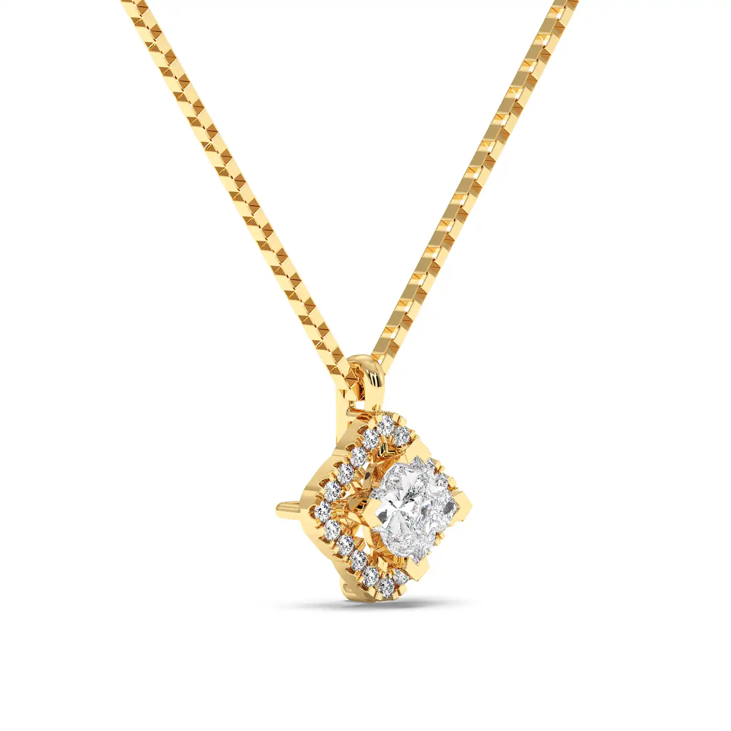 Solitaire Halo Pendant - Floral
