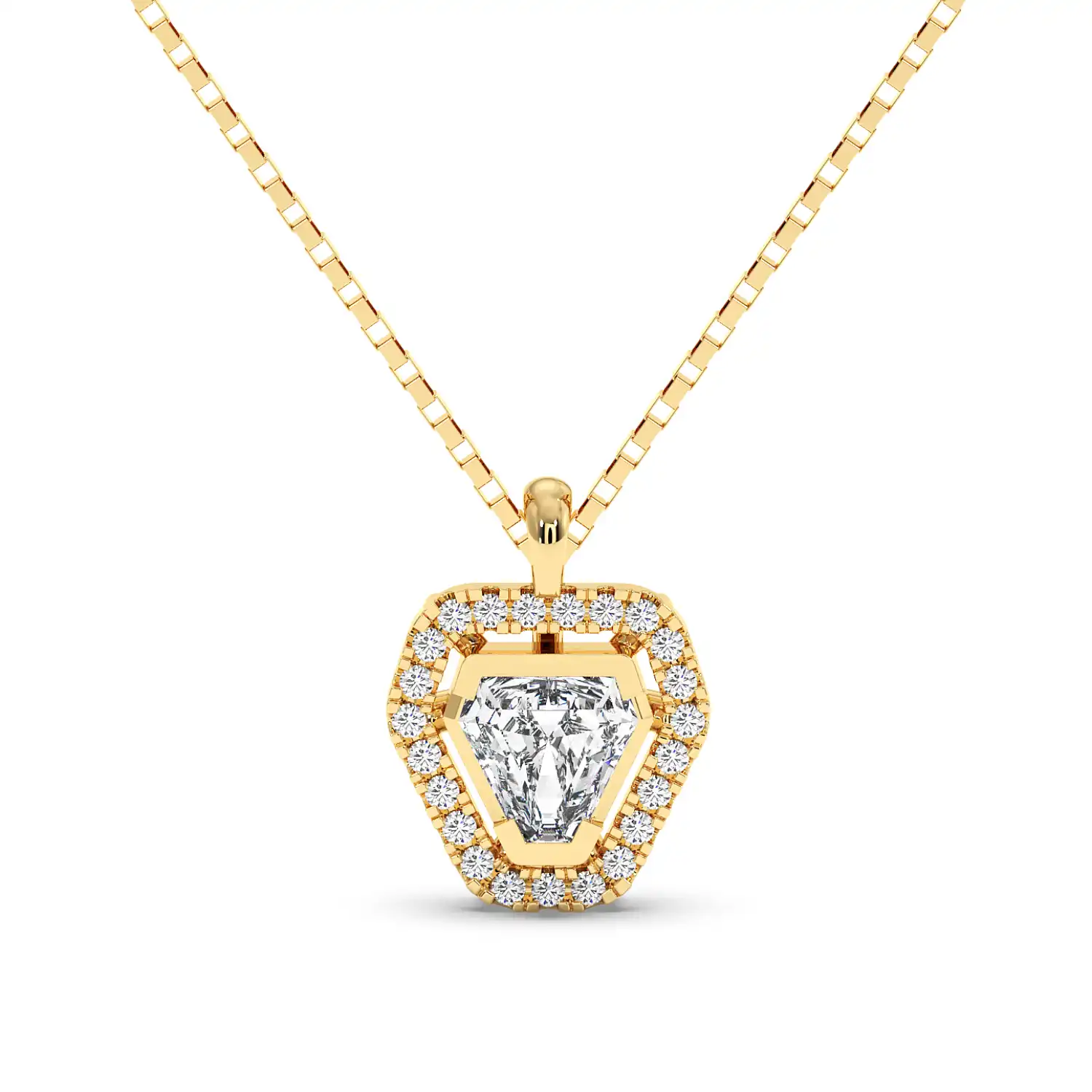 Solitaire Halo Pendant - Coffin