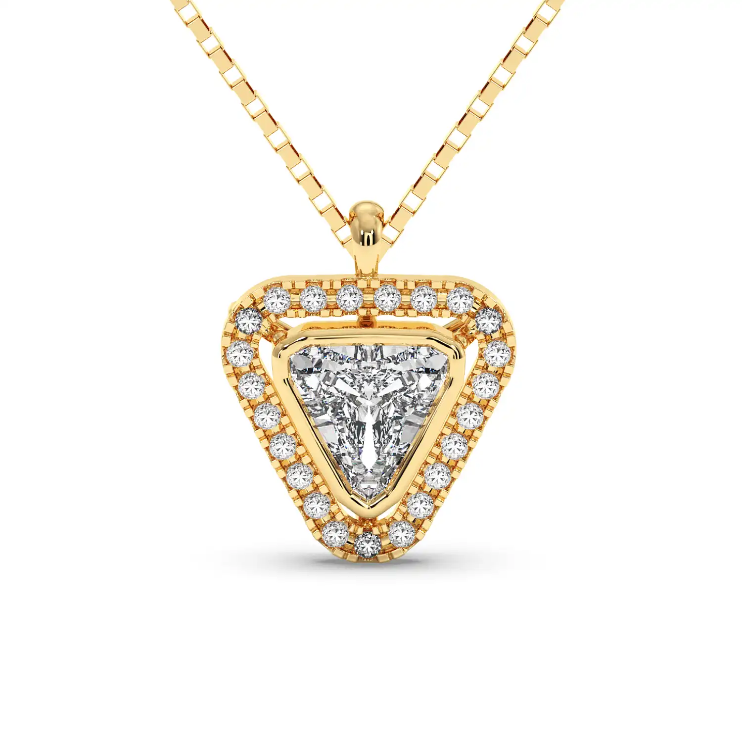 Solitaire Halo Pendant - Trillion