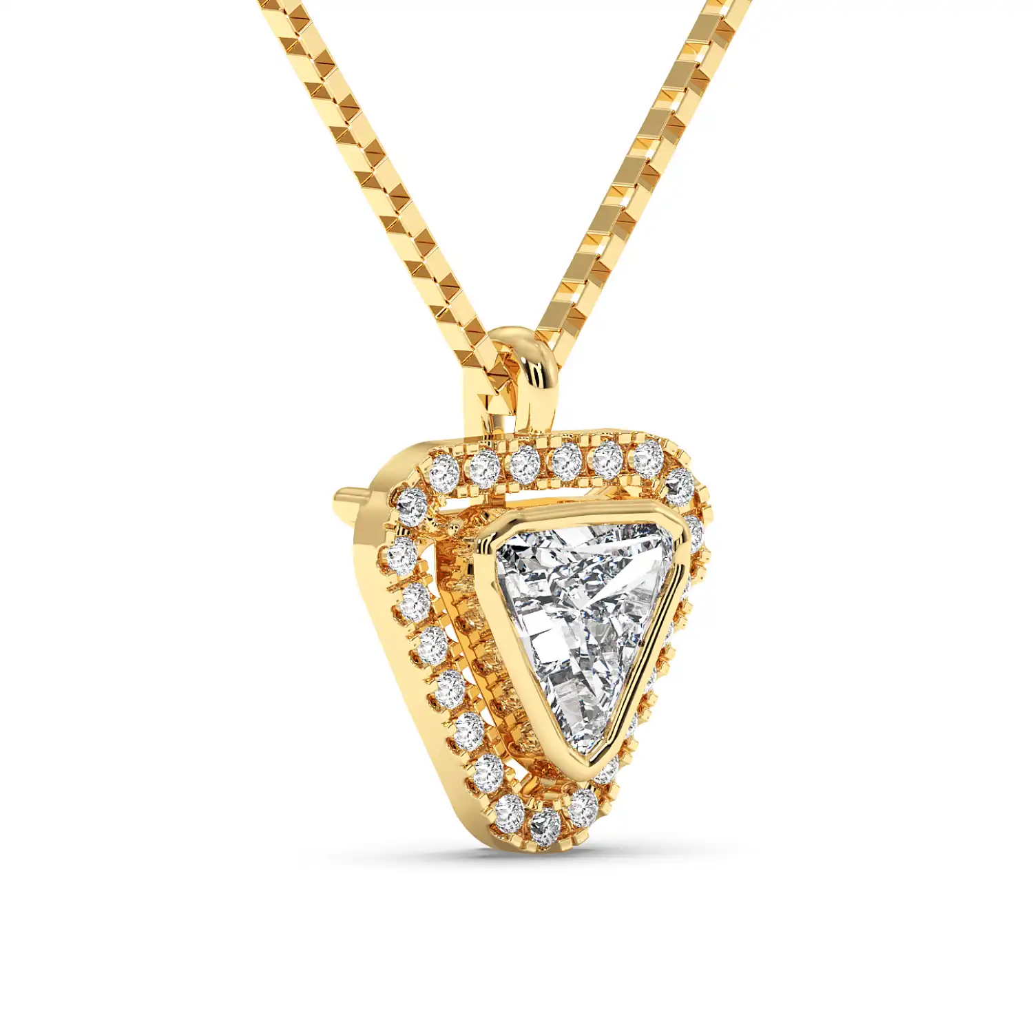 Solitaire Halo Pendant - Trillion