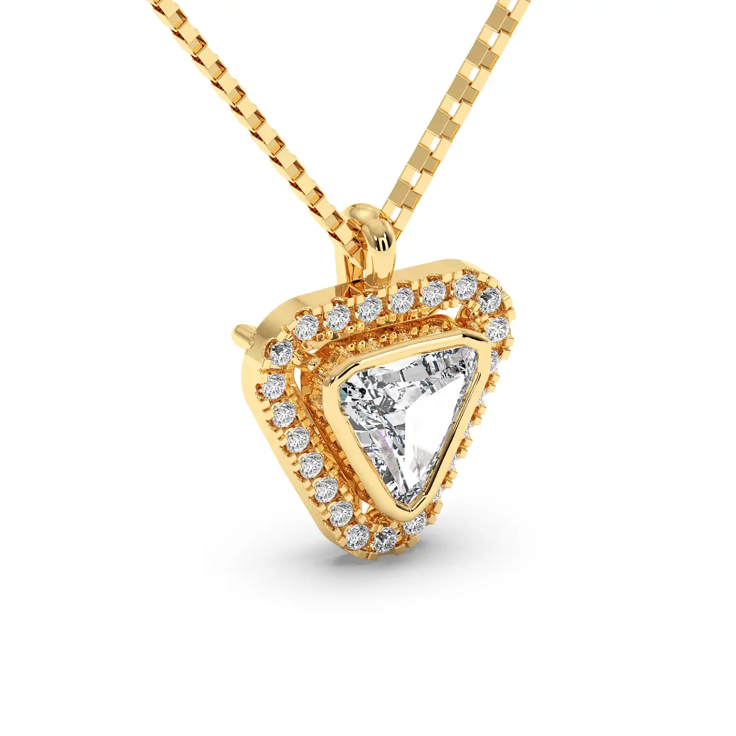 Solitaire Halo Pendant - Trillion
