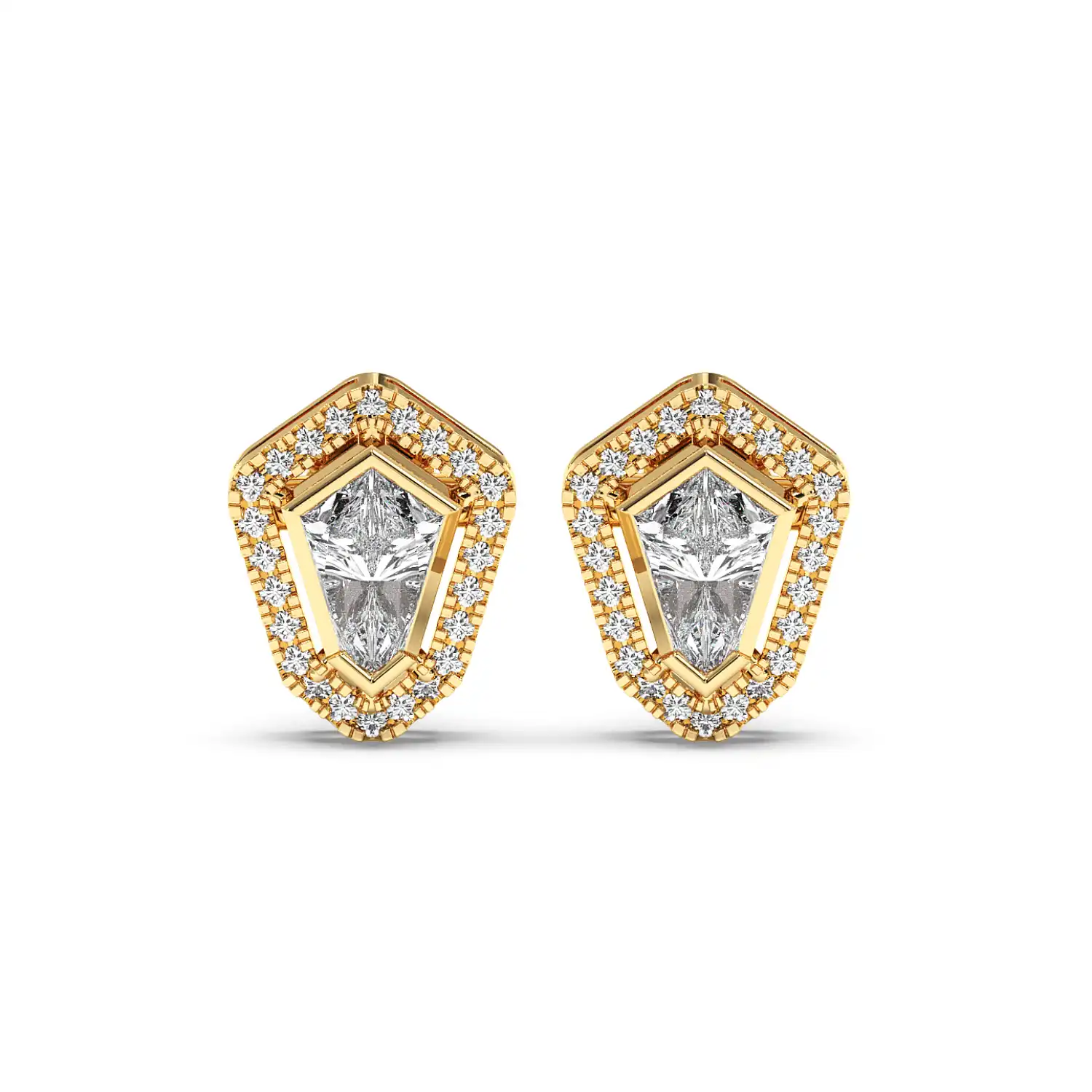 Solitaire Halo Earring - Shield