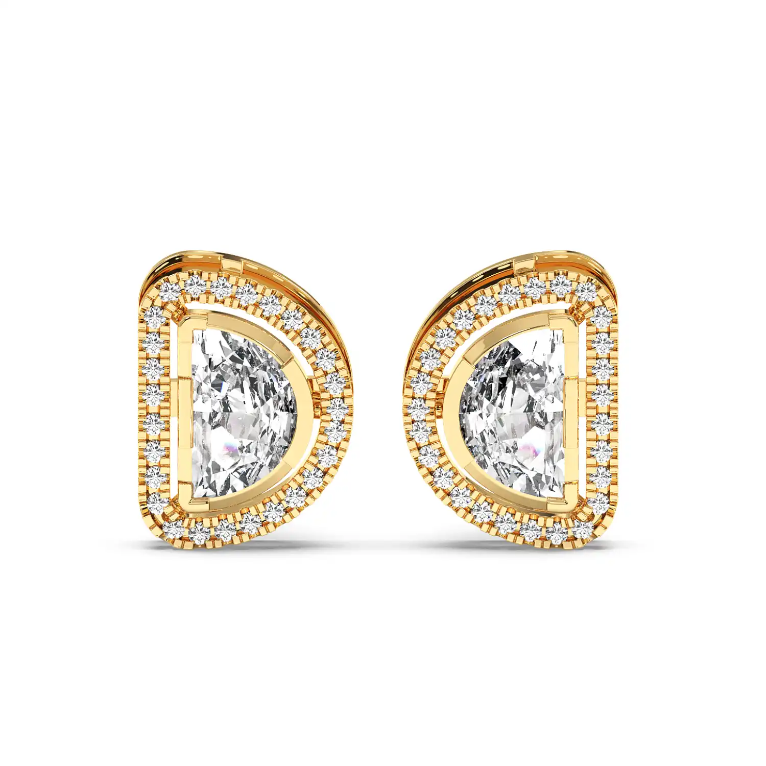 Solitaire Halo Earring - Halfmoon