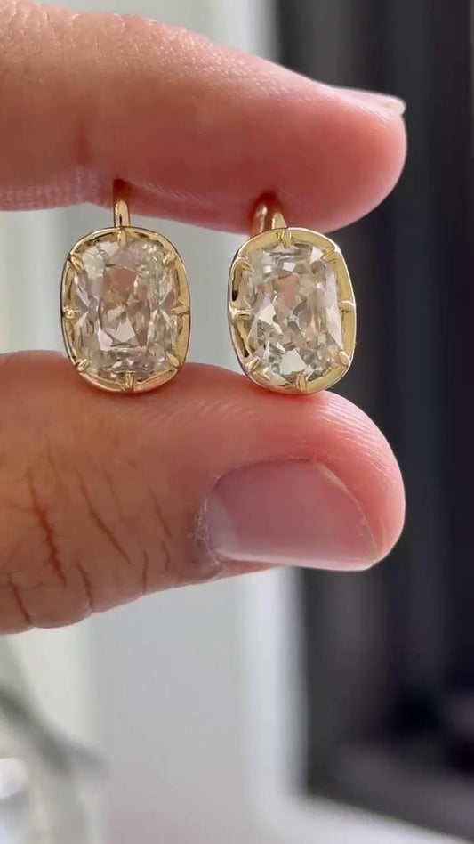 Antique Cushion Stud Earrings |  IGI Certified