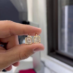 Antique Asscher Cut Stud Earrings |  IGI Certified