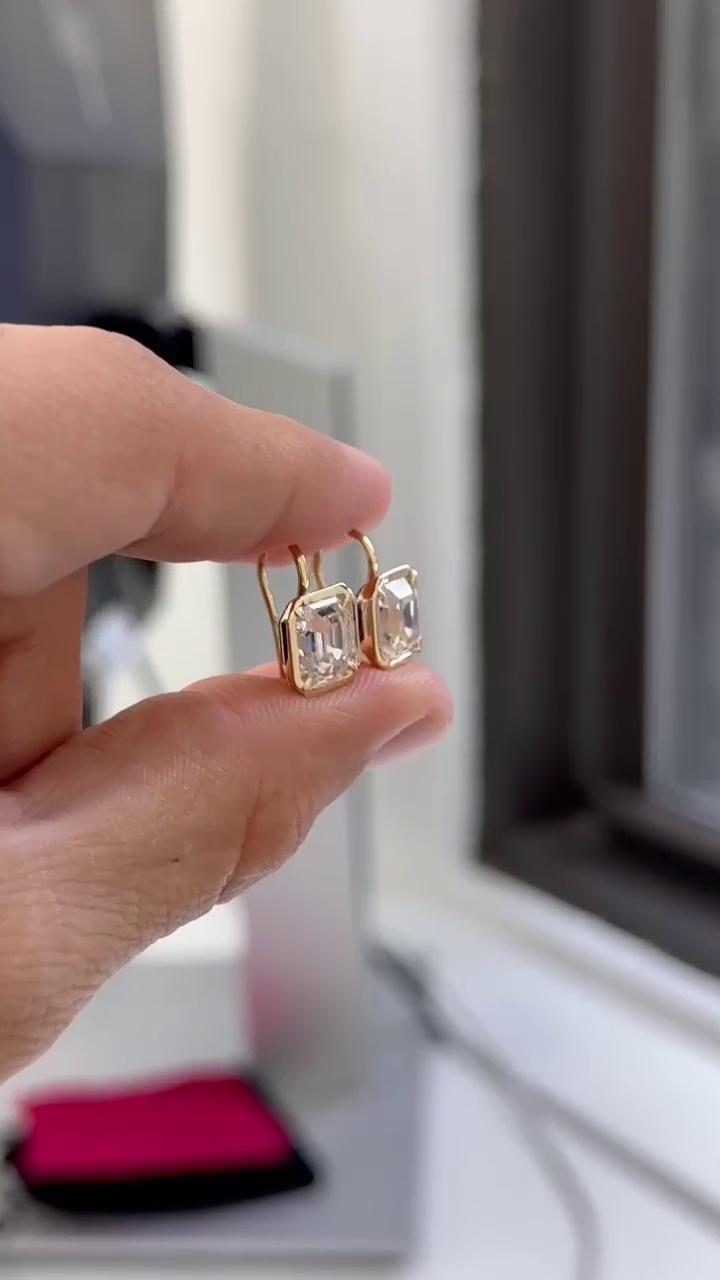 Antique Asscher Cut Stud Earrings |  IGI Certified