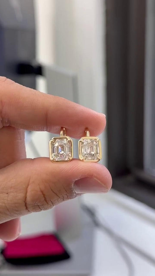 Antique Asscher Cut Stud Earrings |  IGI Certified