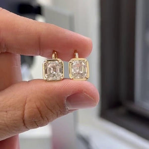 Antique Asscher Cut Stud Earrings |  IGI Certified