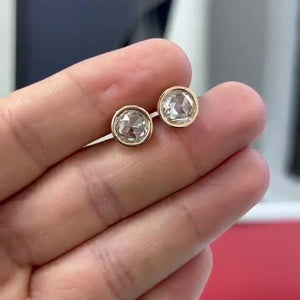 Rose cut Bezel Stud Earrings |  IGI Certified