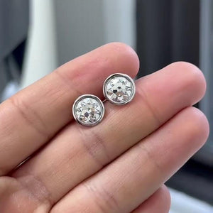 Old European Cut Rounds Diamond Stud Earrings |  IGI Certified