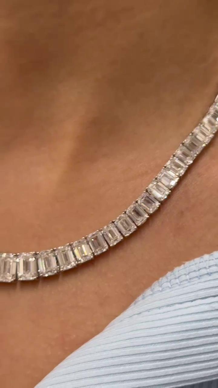 Emerald Cut Graduated Necklace