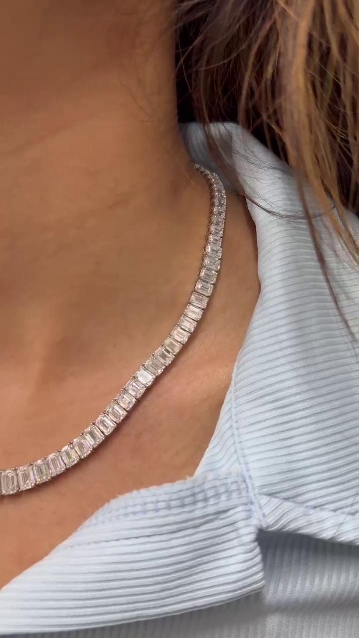 Emerald Cut Graduated Necklace