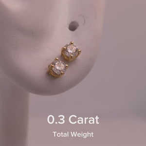 0.30 CTTW Lab Grown Diamond Stud Earrings Round with 14k Solid Gold