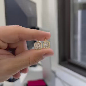 Antique Asscher Cut Stud Earrings |  IGI Certified