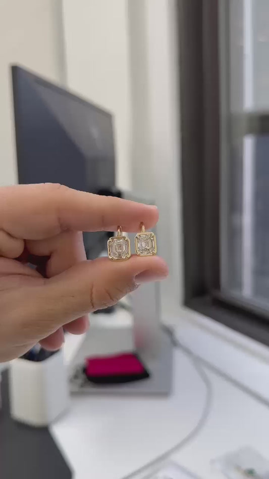 Antique Asscher Cut Stud Earrings |  IGI Certified