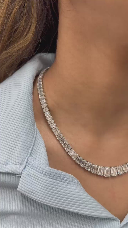 Emerald Cut Graduated Necklace