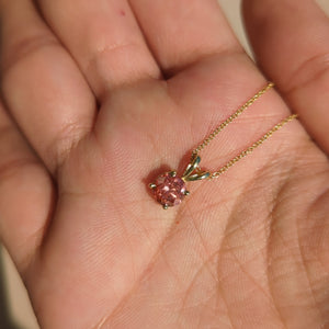 Pink Diamond Necklaces, Rarest Fancy Intense Pink Dimond with 14K Solid Gold, IGI Certified