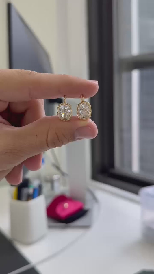 Antique Cushion Stud Earrings |  IGI Certified