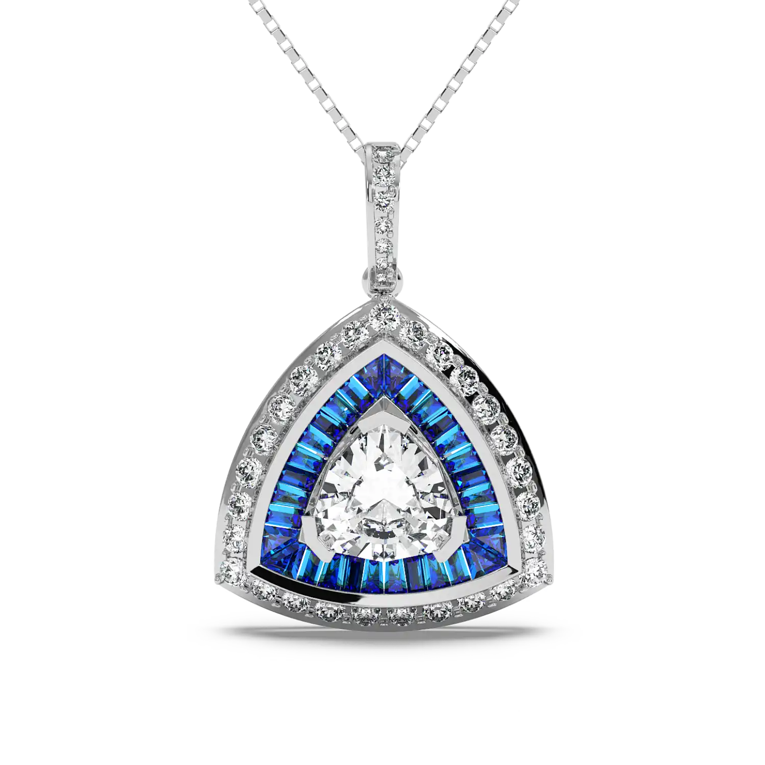 Azure Trillion Halo Pendant
