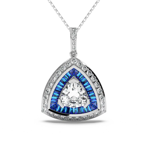 Azure Trillion Halo Pendant