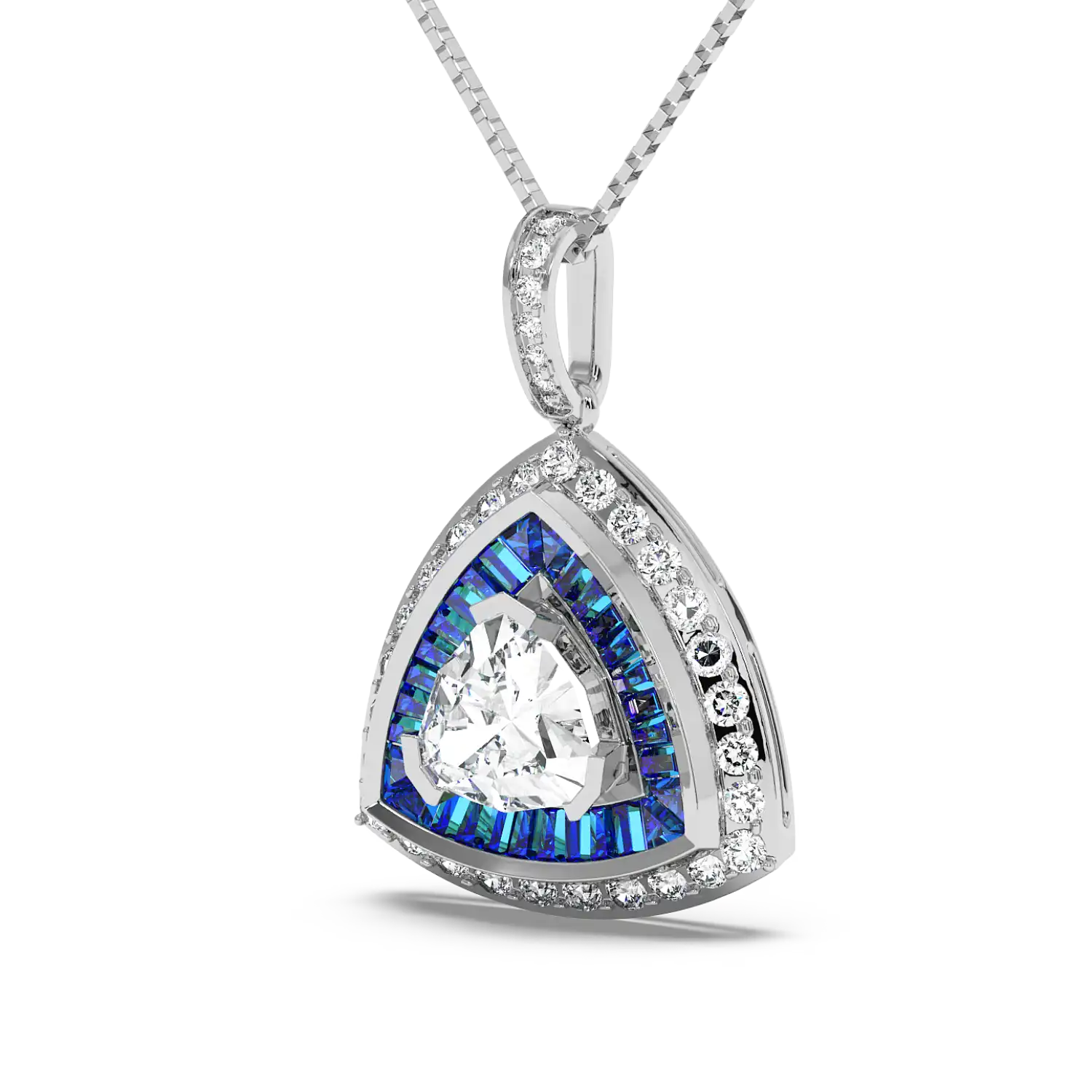 Azure Trillion Halo Pendant
