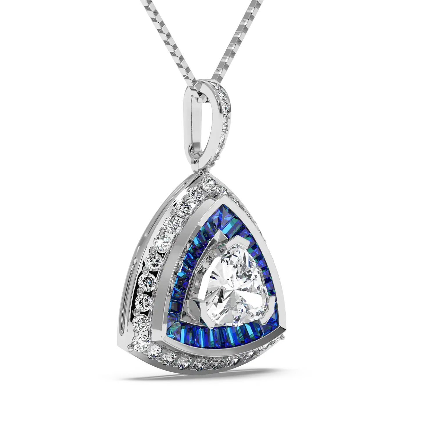 Azure Trillion Halo Pendant