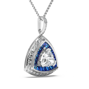 Azure Trillion Halo Pendant